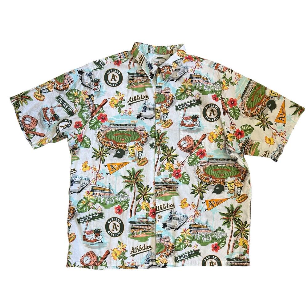 OAKLAND ATHLETICS Reyn Spooner Hawaiian Shirt OAKLAND A's Baseball Men’s 3XL MLB